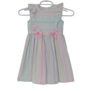 BONNIE JEAN, Colorful line dress, sleeveless, polyester and cotton, Size 4